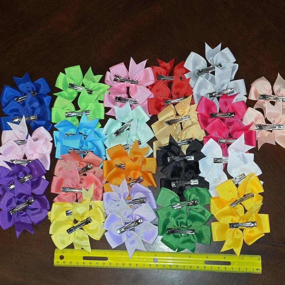 (J20) 40 Total, Colorful Hair Bow Clip Set for Kids